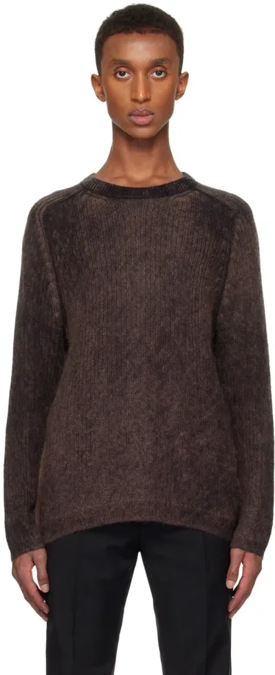 Paul Smith Brown Acid-wash Print Effect Wool-mohair Sweater In 54