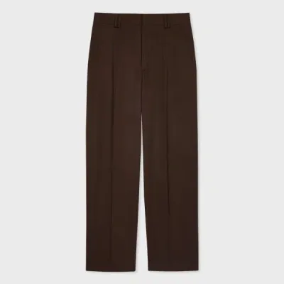 Paul Smith Brown Wool Gabardine Wide Leg Trousers