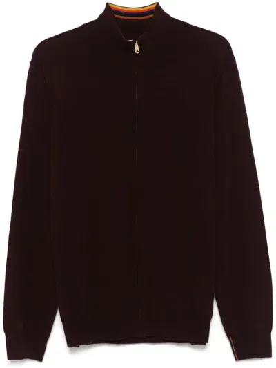 Paul Smith Cashmere Full-zip Cardigan In Red