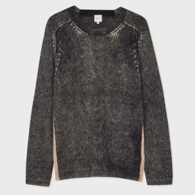 Paul Smith Charcoal Acid-wash Wool-mohair Sweater White