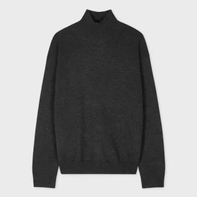 Paul Smith Charcoal Wool-cashmere Blend Roll Neck Sweater Black