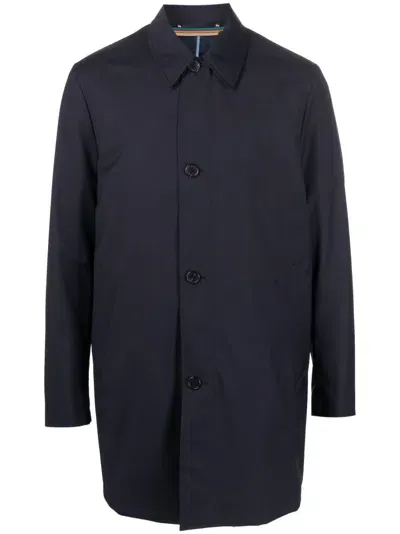 Paul Smith Classic-collar Cotton Trench-coat In Blue