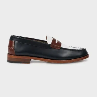 Paul Smith Colour-block Leather 'lido' Loafers Blue