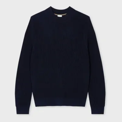 Paul Smith Dark Navy Merino Wool-blend Funnel Neck Sweater Blue