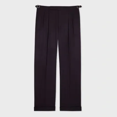 Paul Smith Dark Purple Wool Gabardine Double-pleat Wide Leg Trousers