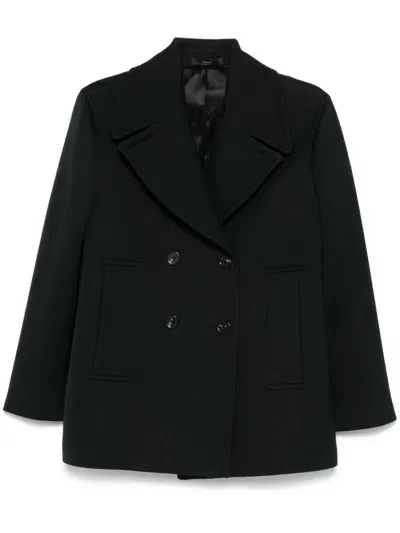 Paul Smith Double-breasted Coat In Petrol Green