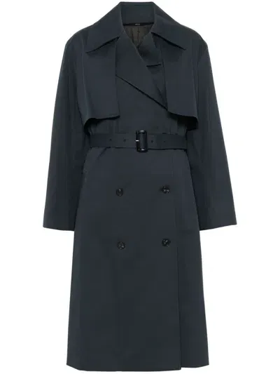 Paul Smith Double-breasted Trench Coat In Blue