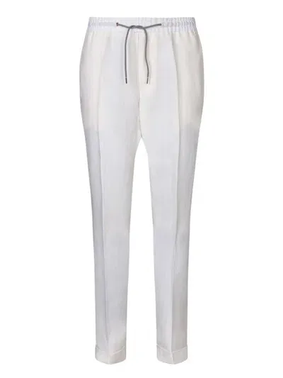 Paul Smith Drawstring Tapered Leg Pants In White