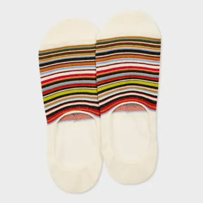 Paul Smith Ecru 'signature Stripe' Loafer Socks White