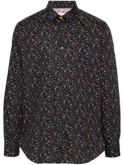 Paul Smith Floral-print Shirt In Black