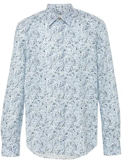 Paul Smith Floral-print Shirt In Blue