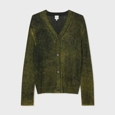 Paul Smith Green Acid-wash Wool-mohair Cardigan