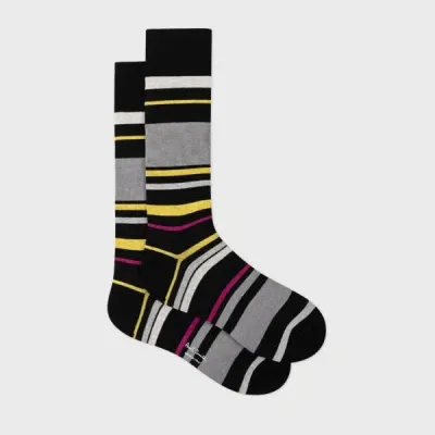 Paul Smith Grey And Black Varied Stripe Socks