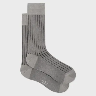 Paul Smith Grey Ribbed Cotton-blend Socks In Gray