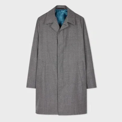 Paul Smith Grey Wool Woven Check Mac