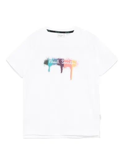 Paul Smith Junior Kids' Artist Stripe Paint T-shirt In White