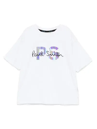 Paul Smith Junior Kids' Holographic-print T-shirt In White