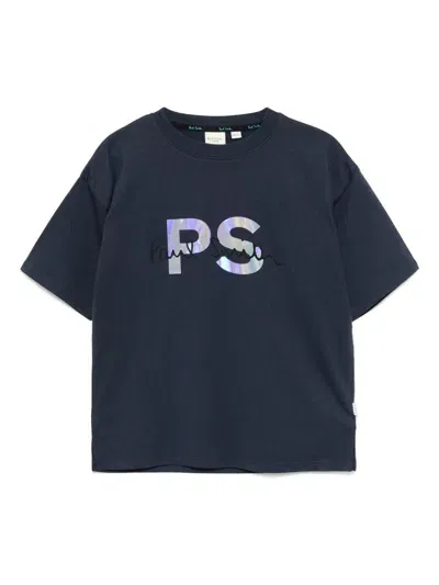 Paul Smith Junior Kids' Logo-printed T-shirt In Blue