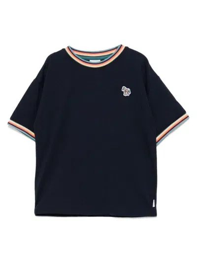 Paul Smith Junior Kids' Zebra-motif T-shirt In Blue