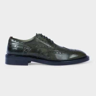 Paul Smith Dark Green Leather 'langley' Brogues In Brown