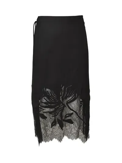 Paul Smith Lace Paneled Asymmetric Skirt In Black