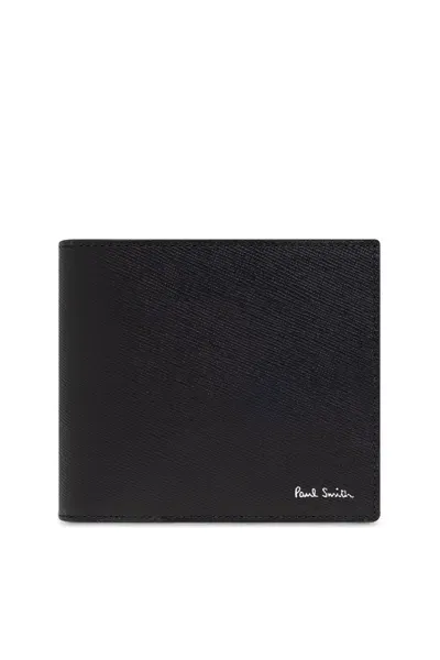 Paul Smith Leather Wallet With Logo In Black