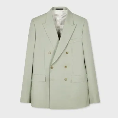 Paul Smith Light Green Wool-mohair Double-breasted Blazer