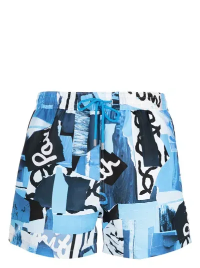 Paul Smith Logo-print Swim Shorts In Blue