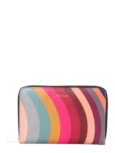 Paul Smith Logo Swirl Print Zipped Wallet In Multicolour