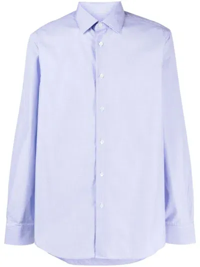 Paul Smith Long-sleeved Cotton Shirt In Blue