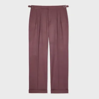 Paul Smith Mauve Wool Gabardine Double-pleat Wide Leg Trousers Purple