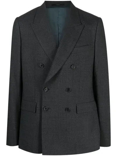 Paul Smith Mélange-effect Double-breasted Wool Blazer In Grau