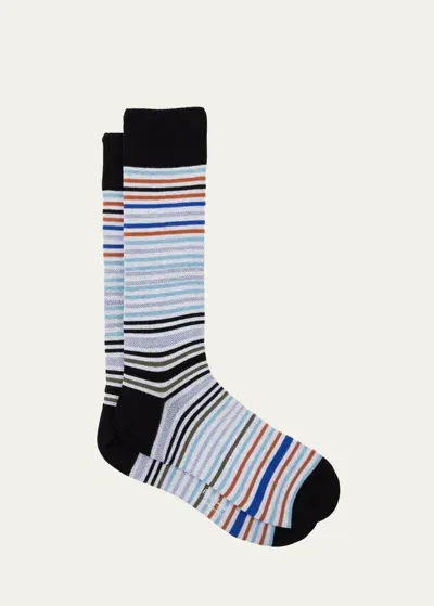 Paul Smith Men's Gavin Stripe Crew Socks In Black