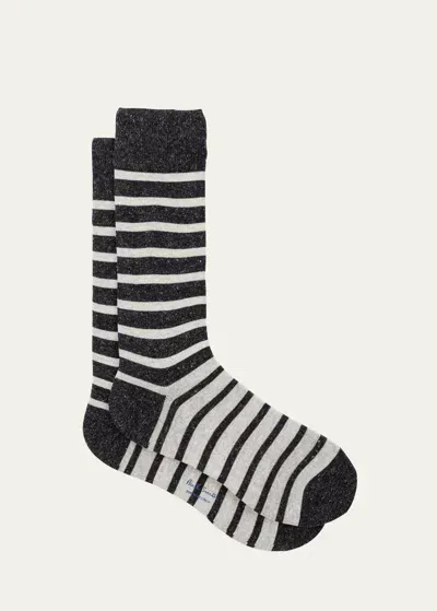 Paul Smith Charcoal Cotton-blend Stripe Socks Black