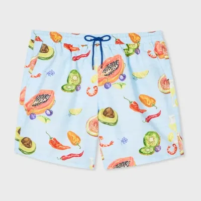 Paul Smith Men Swim Short Long Fruit In Light Blue