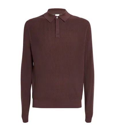 Paul Smith Merino Wool-blend Polo Sweater In Brown