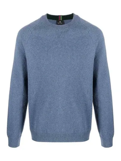 Paul Smith Merino Wool Raglan Sweater In Blue