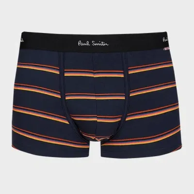 Paul Smith Striped Stretch Organic Cotton-jersey Boxer Briefs In Blue