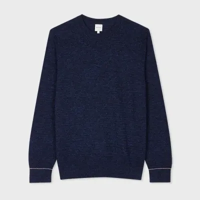 Paul Smith Navy Cotton-linen Textured Sweater Blue