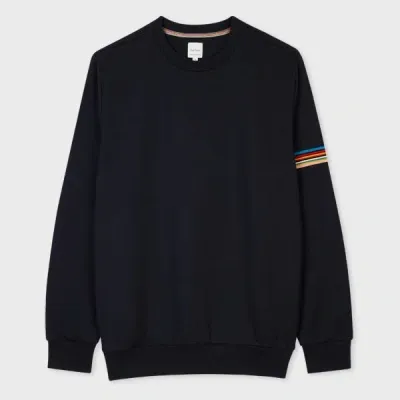 Paul Smith Navy Cotton 'signature Stripe' Sweater Blue In Black