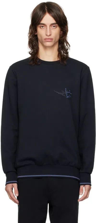 Paul Smith Navy Embroidered Sweatshirt In 49 Blues