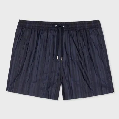 Paul Smith Navy 'shadow Stripe' Swim Shorts Blue