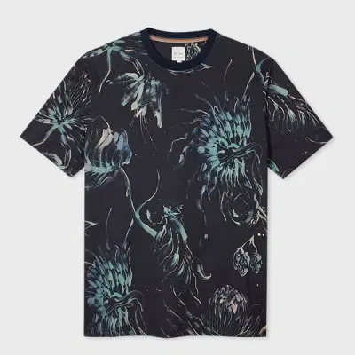 Paul Smith Navy 'thistleberry' Print T-shirt Blue