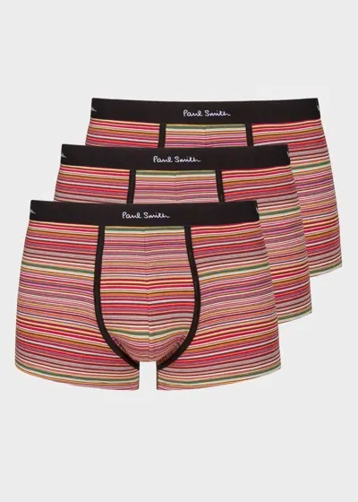 Paul Smith Organic-cotton 'signature Stripe' Low-rise Boxer Briefs Three Pack Multicolour In 92 Multi Coloured