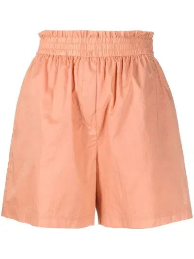 Paul Smith Paperbag-waist Cotton Shorts In Orange