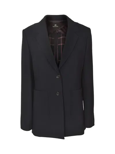 Paul Smith Patched Pocket Classic Buttoned Blazer In Black