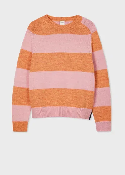 Paul Smith Pink And Orange Barstripe Wool Sweater