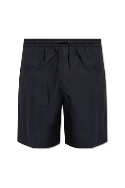 Paul Smith Poplin Drawstring Shorts In Navy