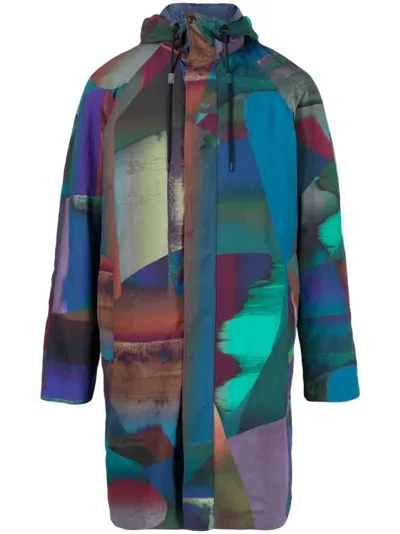 Paul Smith Printed Zip-up Hooded Jacket In Mehrfarbig