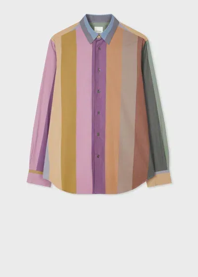 Paul Smith 'rainbow Stripe' Cotton Poplin Shirt Multicolour